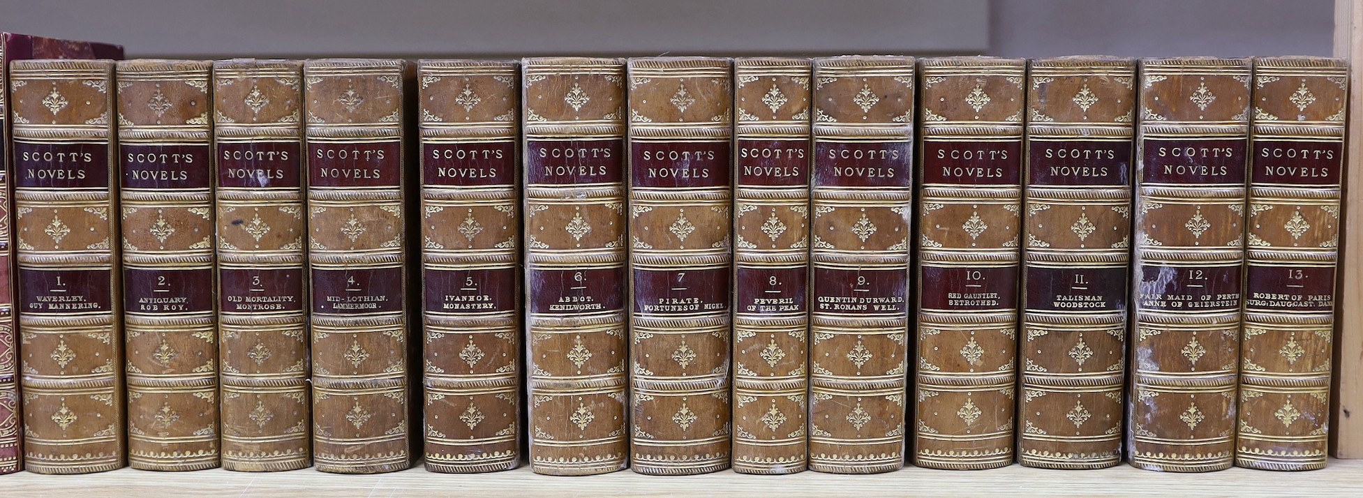 Scott, Sir Walter - Novels, 25 vols, bound in 13, 8vo, half calf, Adam and Charles Black, Edinburgh, 1862-63